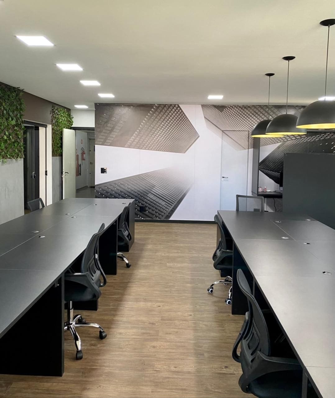 Sala de treinamento no coworking Trinova, em Piracicaba